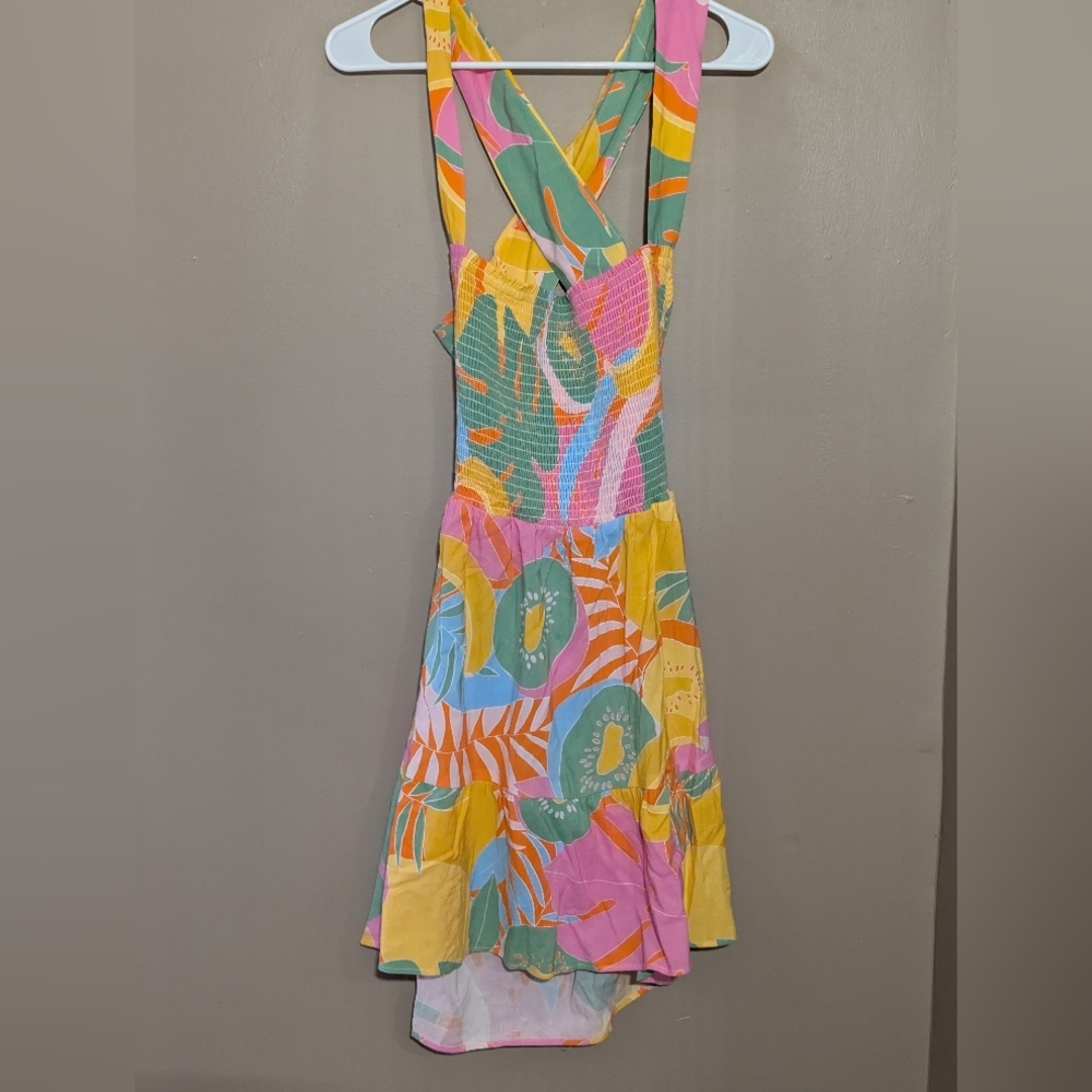 Show Me Your MuMu Yellow Pink Green Multi Floral Mini Dress